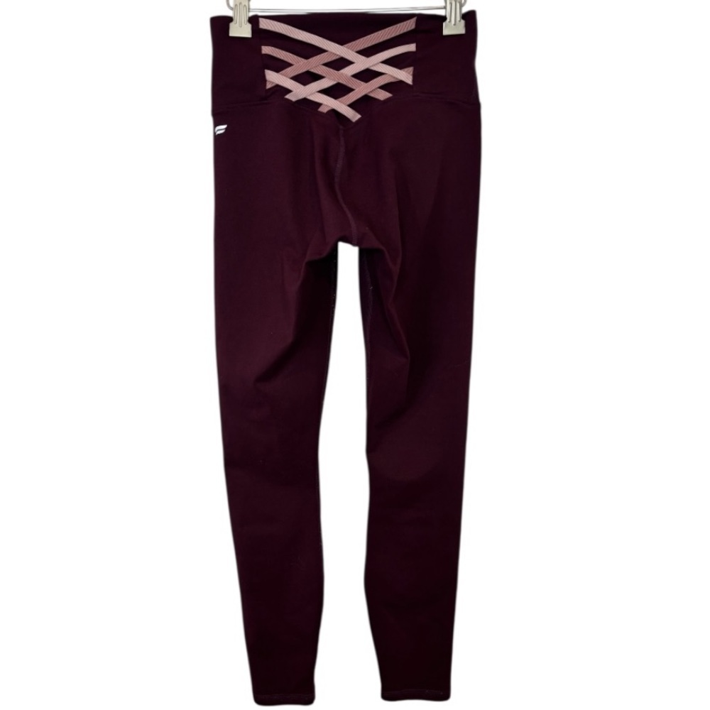 PowerHold by Fabletics Deep Burgundy Leggings + Light Pink Back Lace Detail, S/M - Picture 4 of 9